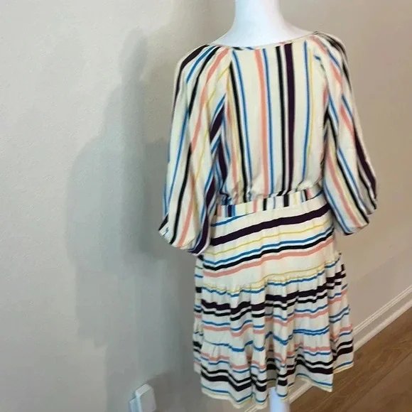 LOST + WANDER REVOLVE CORY Cream Blue STRIPED Boho MINI DRESS - Picture 8 of 16